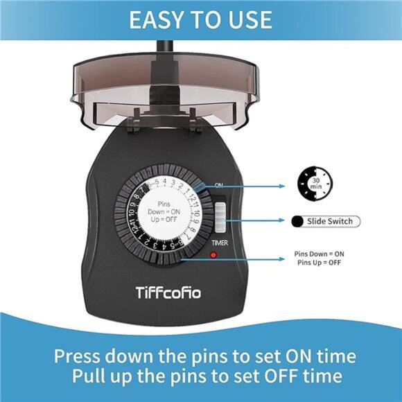 Outdoor Timer Outlet, 24 Hour Mechanical Outdoor Timer for Lights,Light Timer - Picture 6 of 8